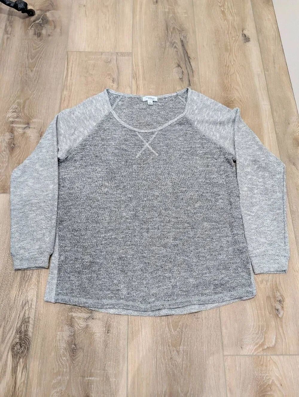GNW Indigo Gray Metallic Knit Raglan Sweater Womens XL Sparkly Holiday
